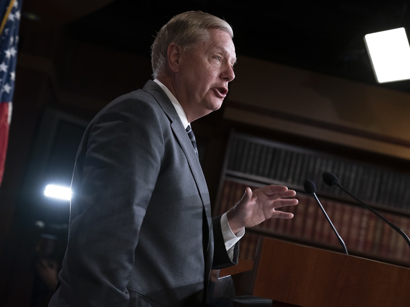 caption: Sen. Lindsey Graham, R-S.C., one of President Donald Trump's chief GOP allies, met with the top lawyer at the White House to discuss plans for a Senate trial if the House approves articles of impeachment.