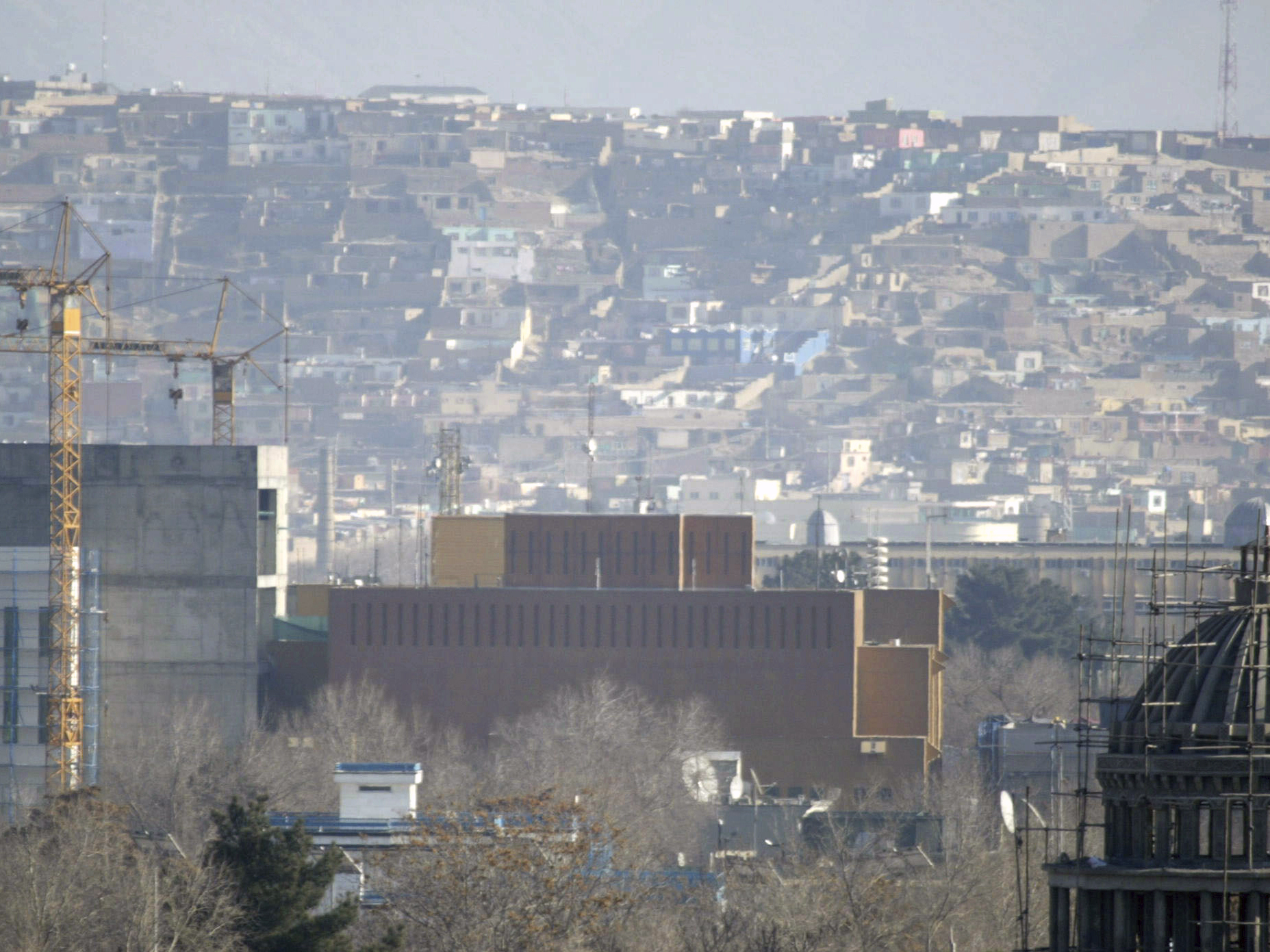 caption: A general view of the U.S. Embassy in Kabul, Afghanistan in 2013. The embassy is facing a coronavirus outbreak, according to the State Department.