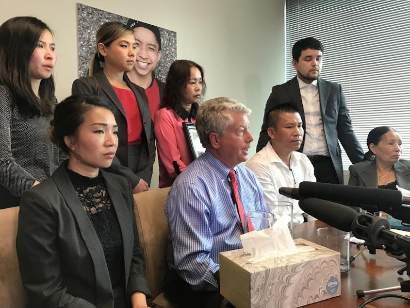 caption: Tommy Le's family and attorneys announce their decision to file a $20 million wrongful death and civil rights violation lawsuit against King County, the King County Sheriff's Office and (former) Sheriff John Urquhart in 2017.