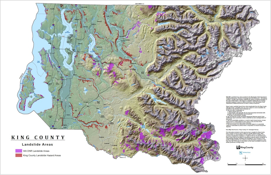 caption: King County's current landslide hazard areas map, last updated in the 1990s. 