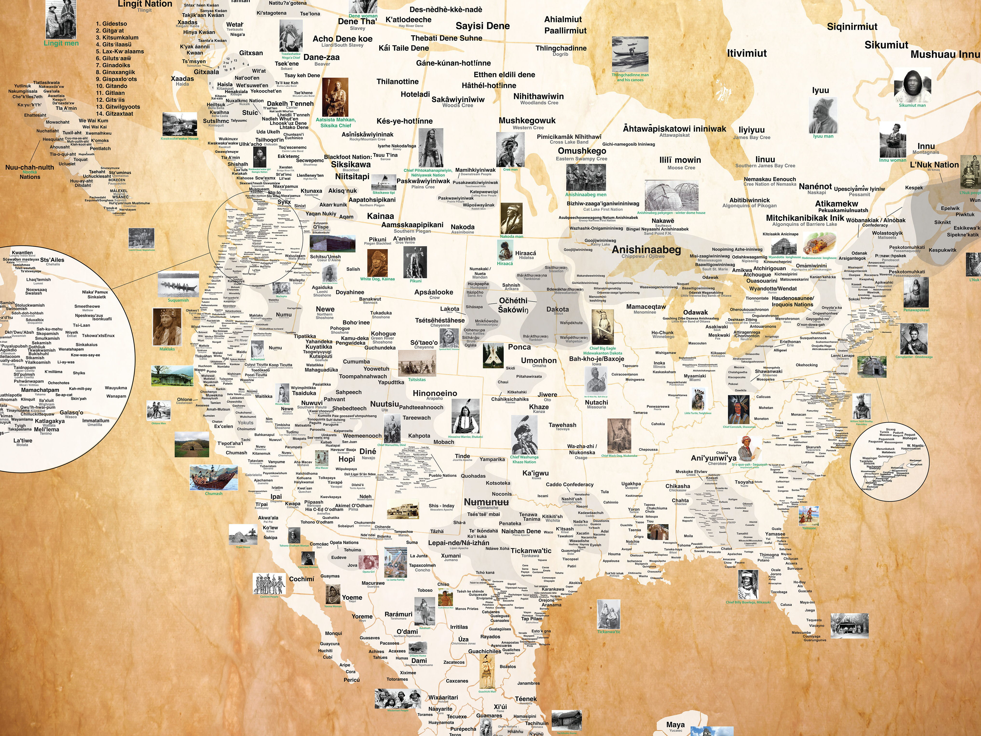 caption: A land acknowledgment is a statement before an event recognizing the indigenous communities that originally inhabited the event space. Above is a detail of a <a href="https://www.tribalnationsmaps.com">Tribal Nations Map</a> by Aaron Carapella. <a href="https://www.npr.org/323665644">Read more about Carapella's mapping project.</a>