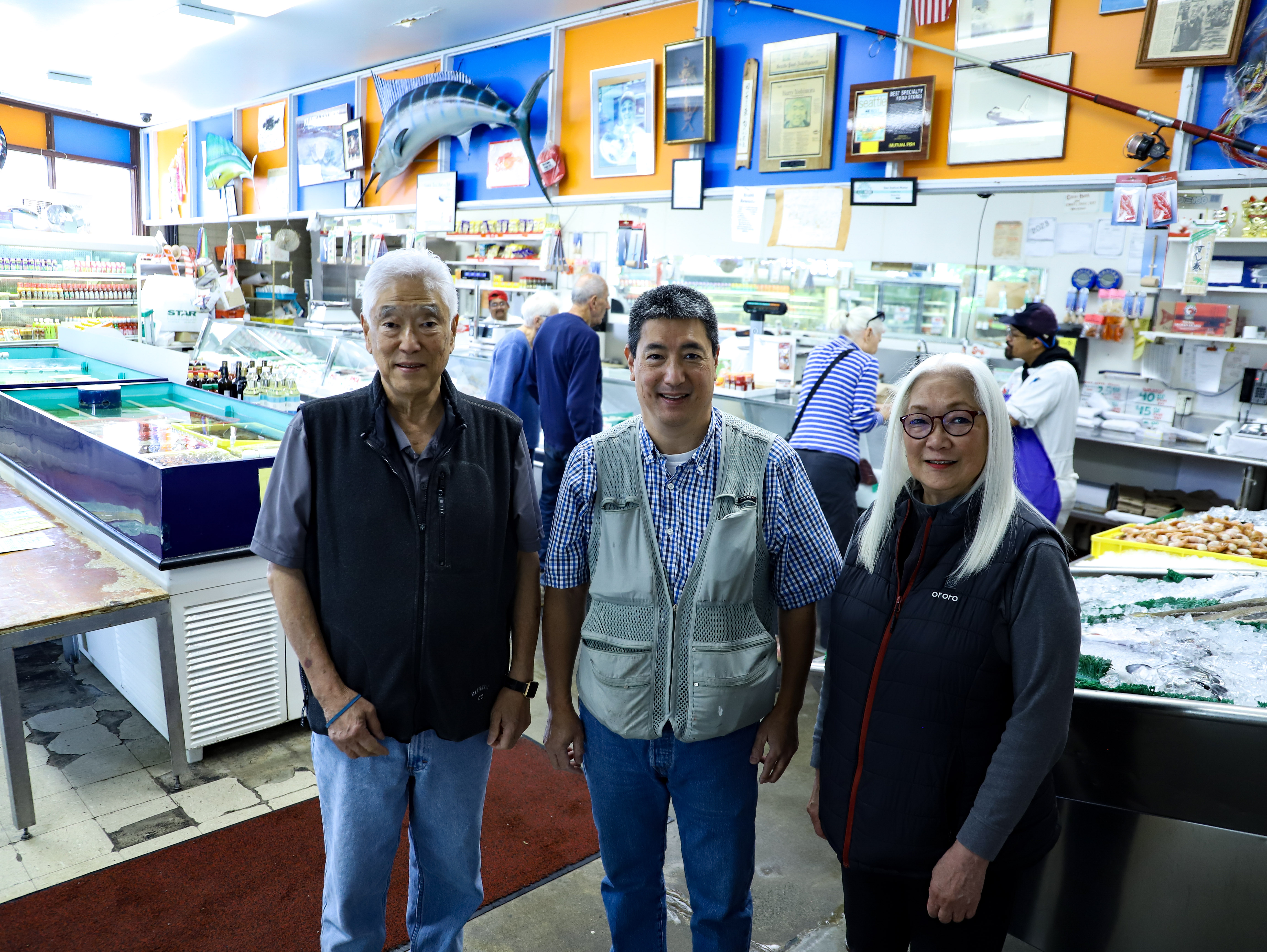 caption: L-R Harry Yoshimura has been running Mutual Fish Co. with son Kevin and sister Lisa. 