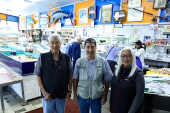 caption: L-R Harry Yoshimura has been running Mutual Fish Co. with son Kevin and sister Lisa. 