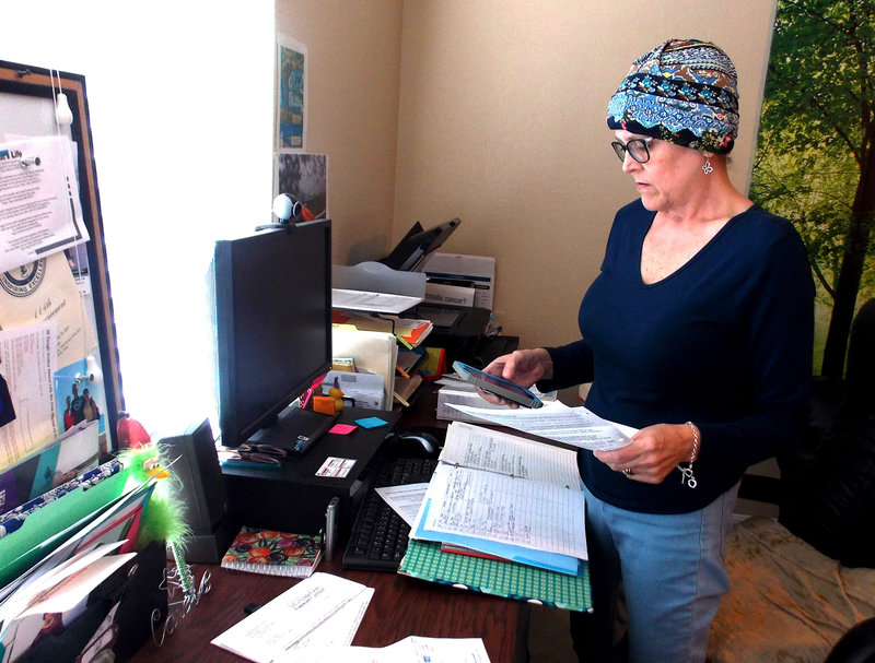caption: Carol Marley, a hospital nurse with private insurance, says coping with the financial fallout of her pancreatic cancer has been exhausting.CREDIT: Anna Gorman/KHN