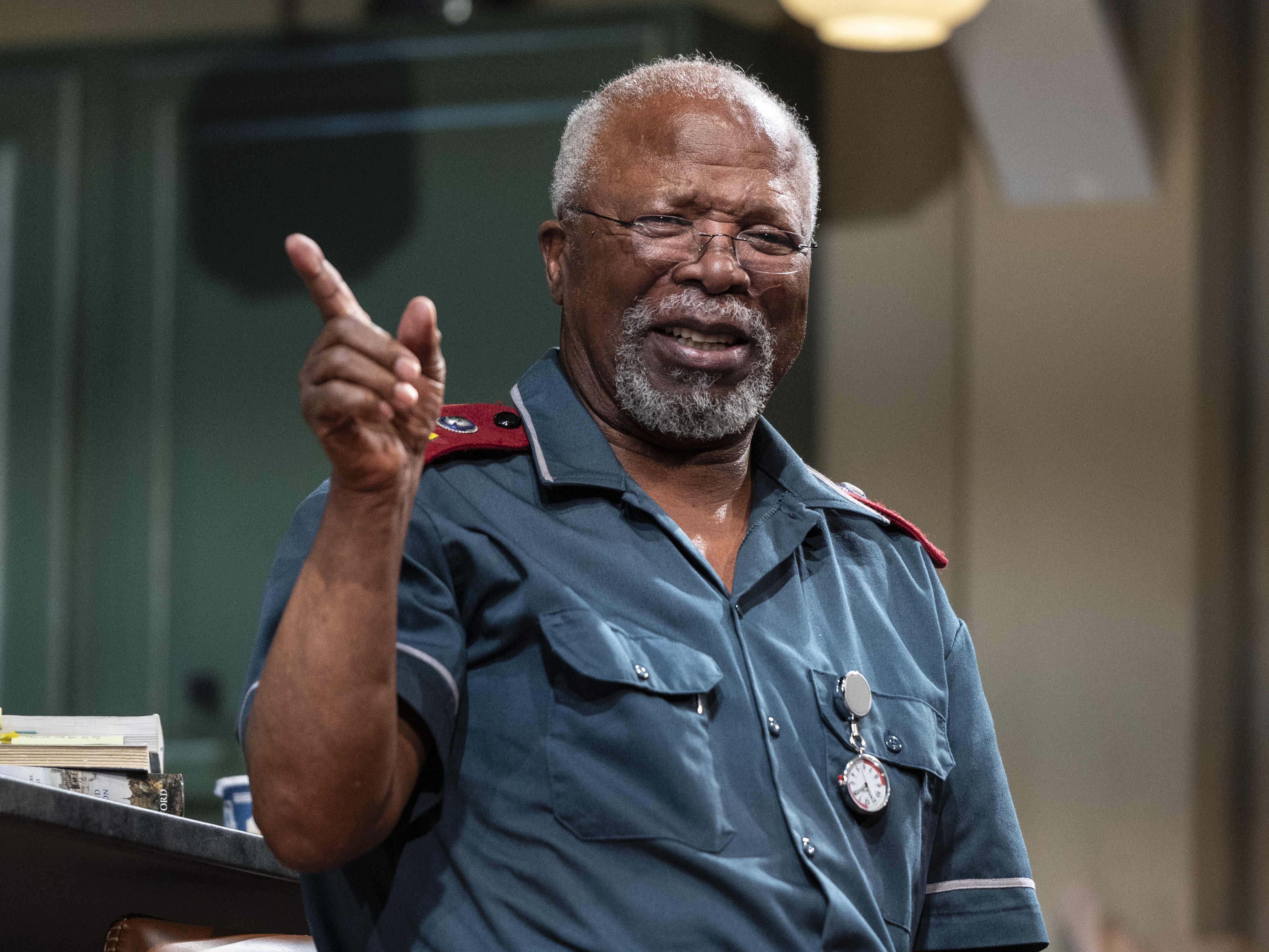caption: John Kani in <em>Kunene and the King </em>at Shakespeare Theatre Company.