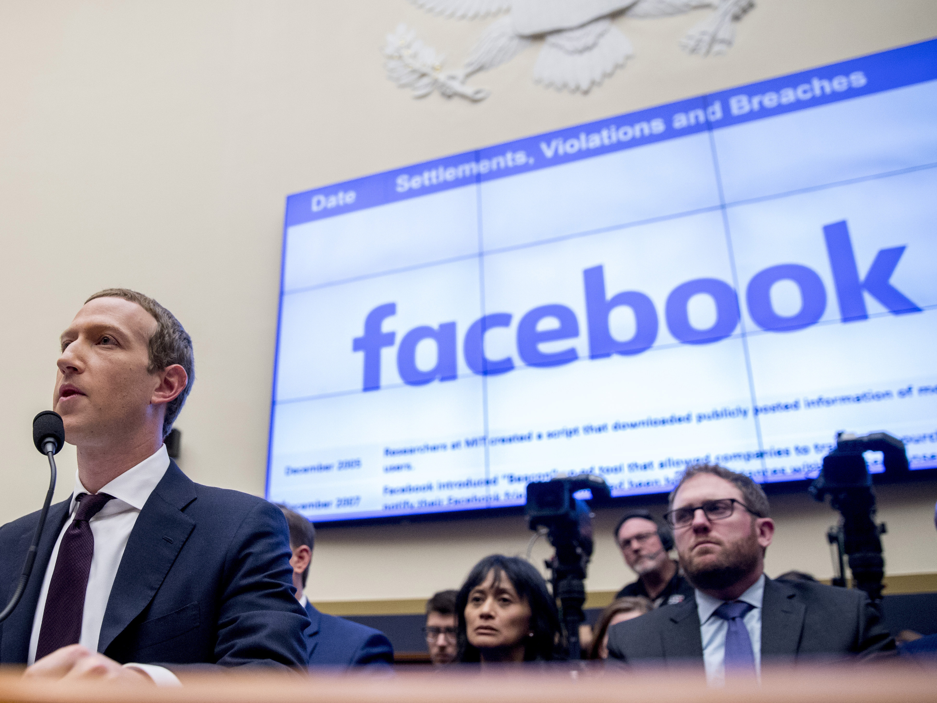 caption: Facebook CEO Mark Zuckerberg testified before a House Financial Services Committee hearing on Capitol Hill in Washington, D.C., in October. Under pressure from lawmakers and civil rights groups, the company has updated its policies to address census interference.
