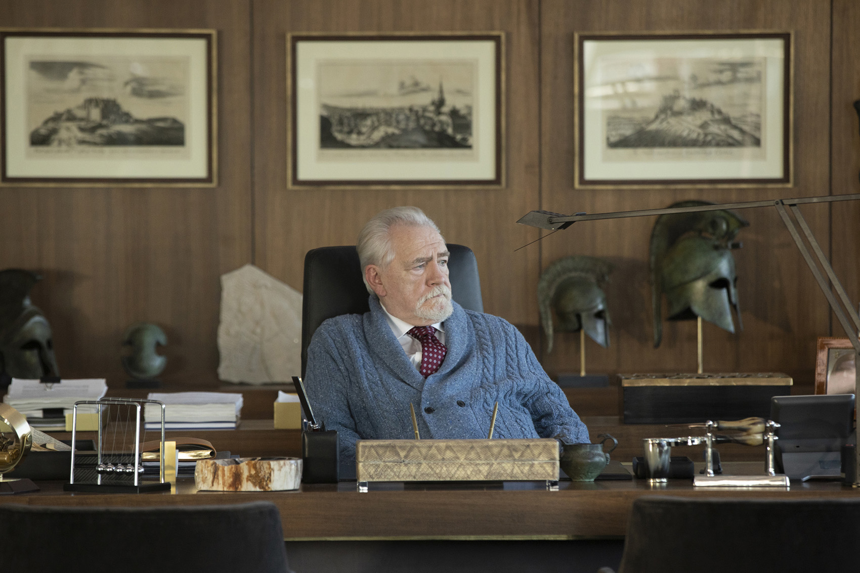 caption: Actor Brian Cox plays media titan Logan Roy on HBO's "Succession." (Craig Blankenhorn/HBO)