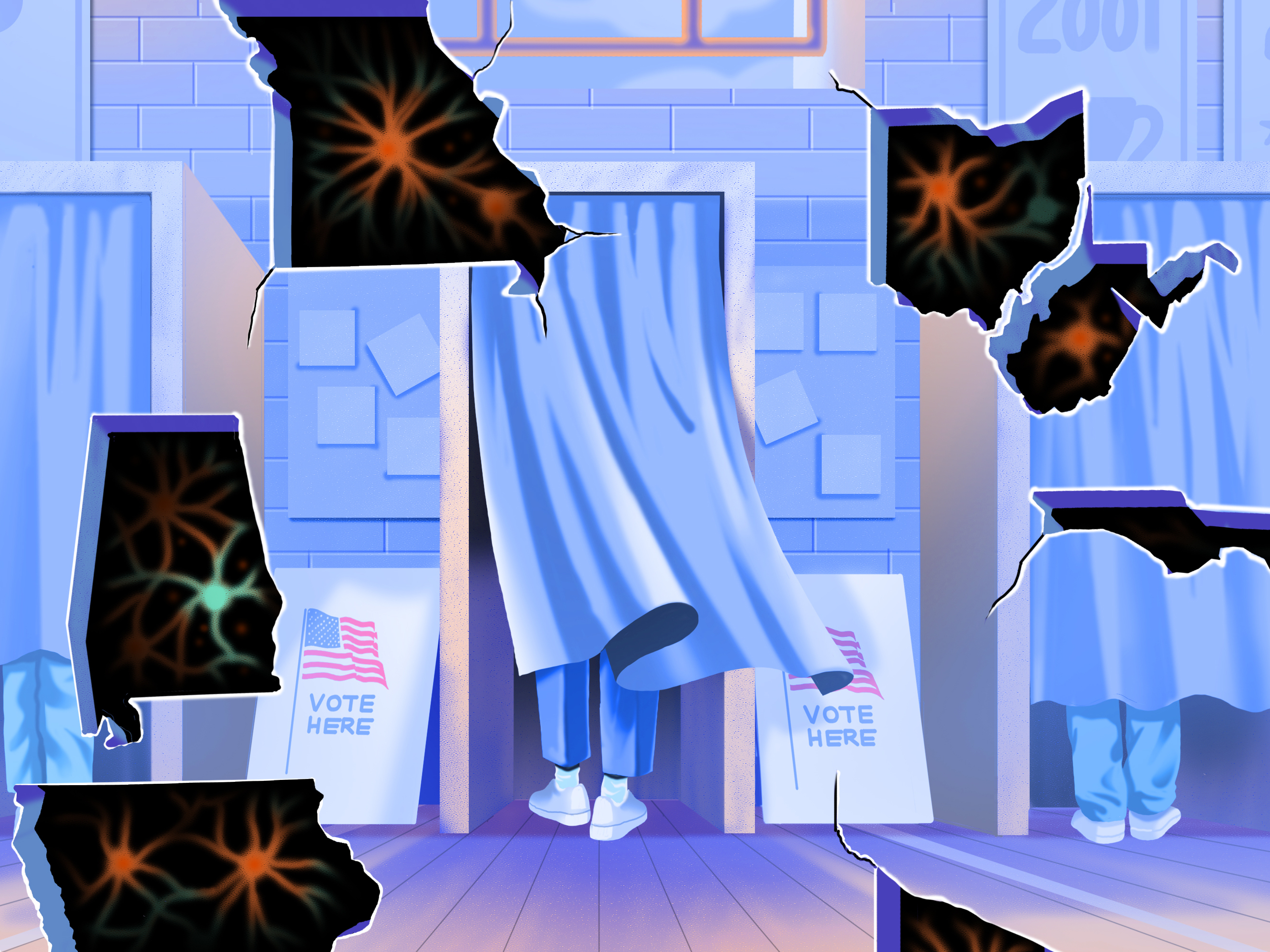 caption: The Electronic Registration Information Center, or ERIC, has for years operated as a bipartisan success story in election administration. But since early 2022, the far right has targeted ERIC, fracturing a partnership that had 32 member states at its height. Eight states where Republicans oversee voting have so far pulled out.