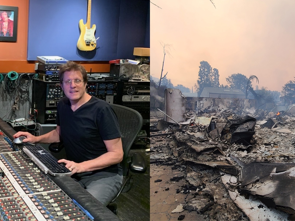 caption: A year ago, Rich Mouser's home recording studio burned to the ground in the Eaton fire.