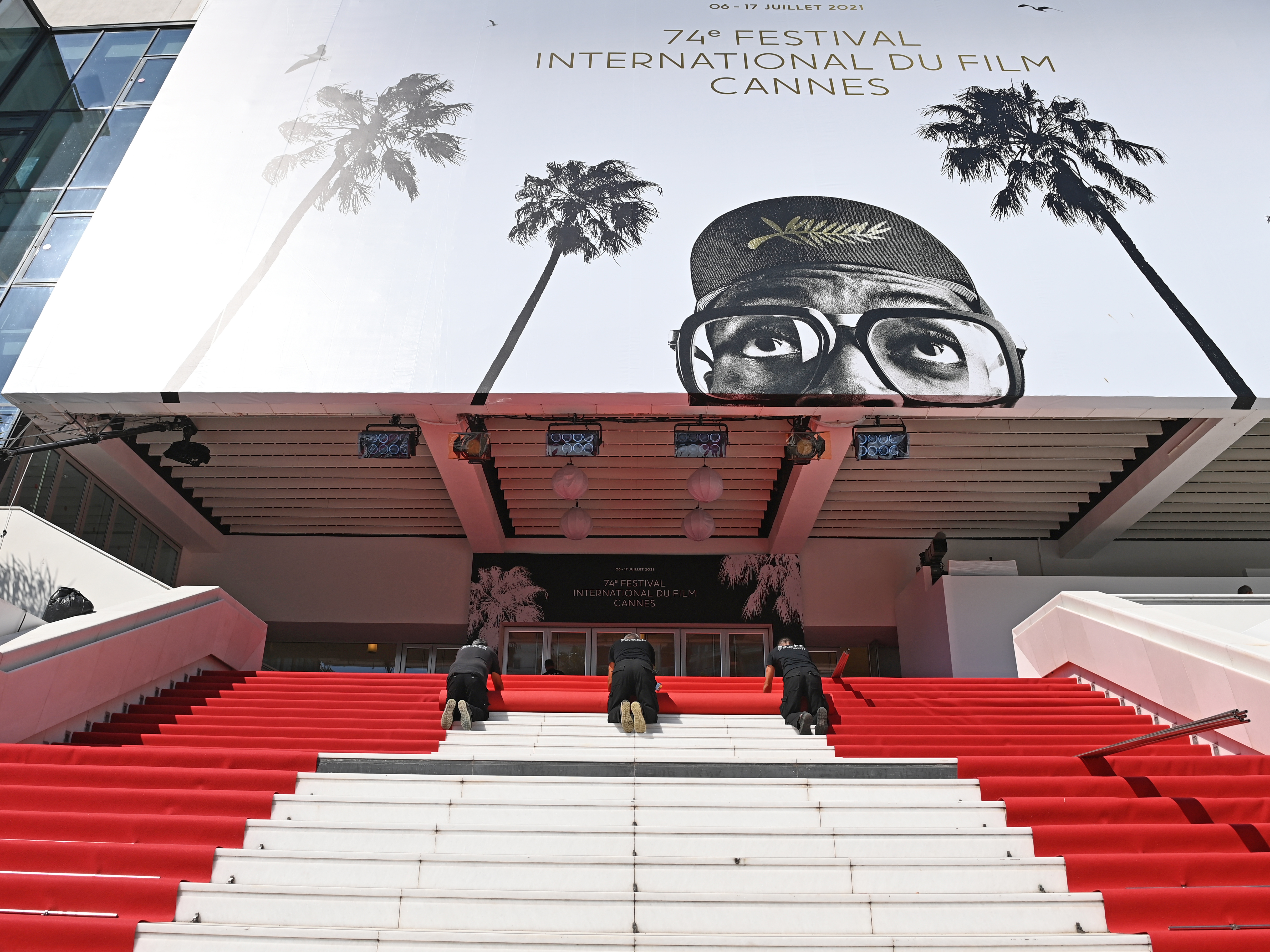 caption: The red carpet is rolled out at the 74th annual Cannes Film Festival on July 6, 2021, in Cannes, France.
