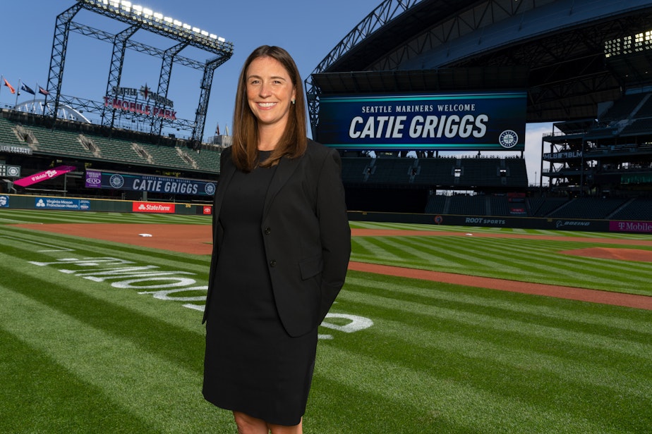caption: Seattle Mariners President of Business Operations Catie Griggs