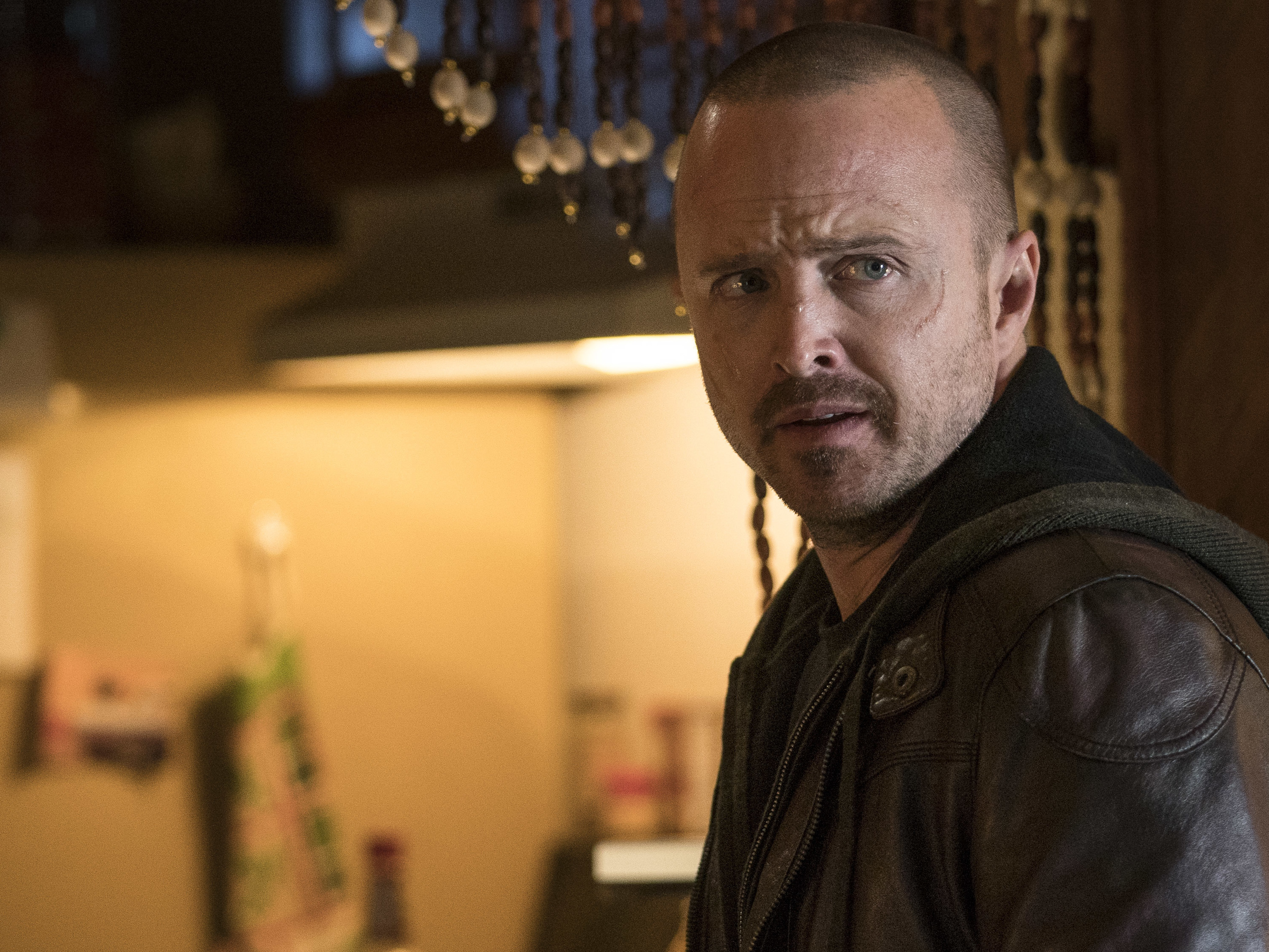 caption: Aaron Paul plays Jesse Pinkman in <em>El Camino: A Breaking Bad Movie</em>.