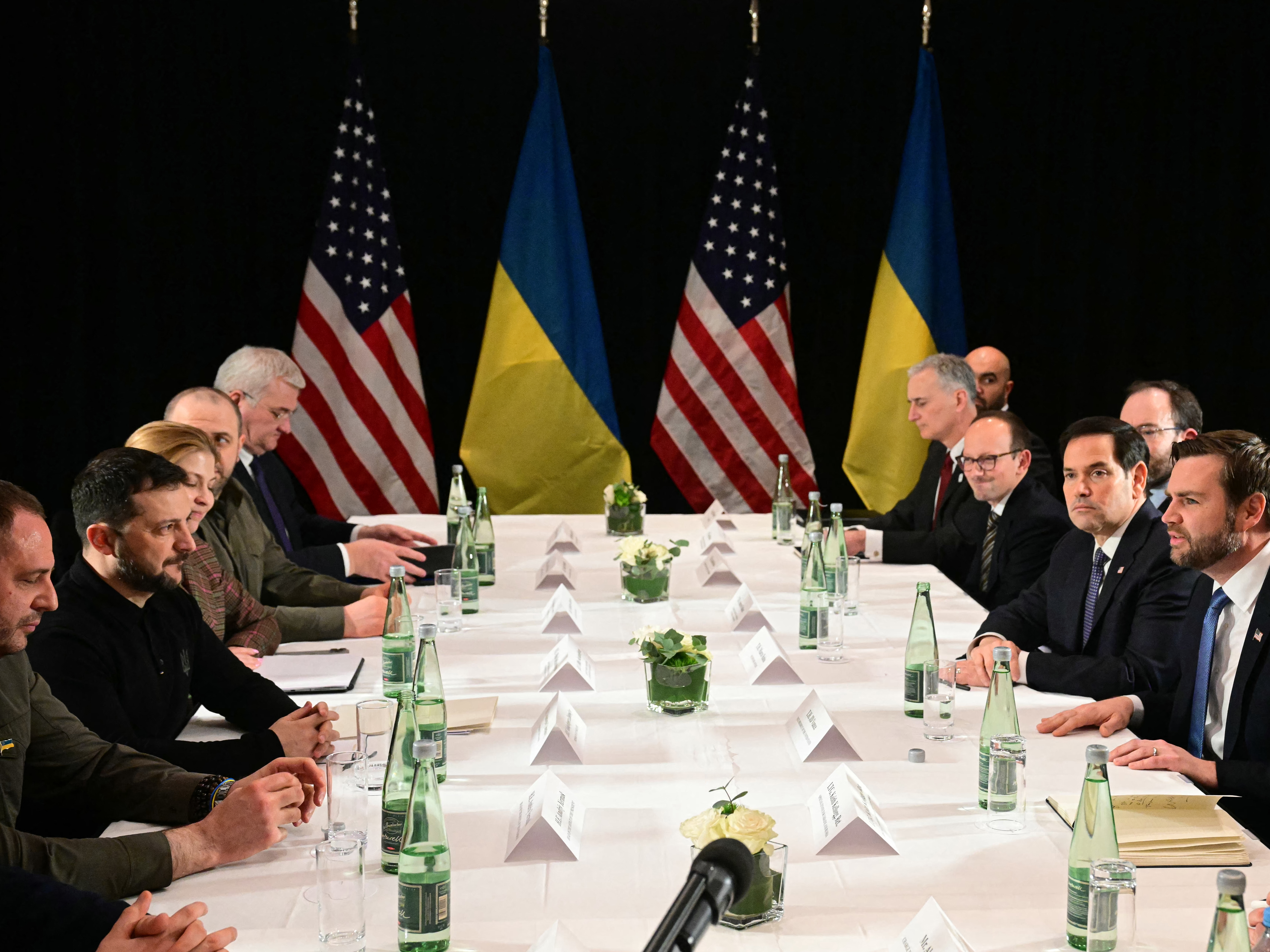 caption: Vice President JD Vance and Ukrainian President Volodymyr Zelenskyy meet on the sidelines of the 61st Munich Security Conference in Germany on Friday.