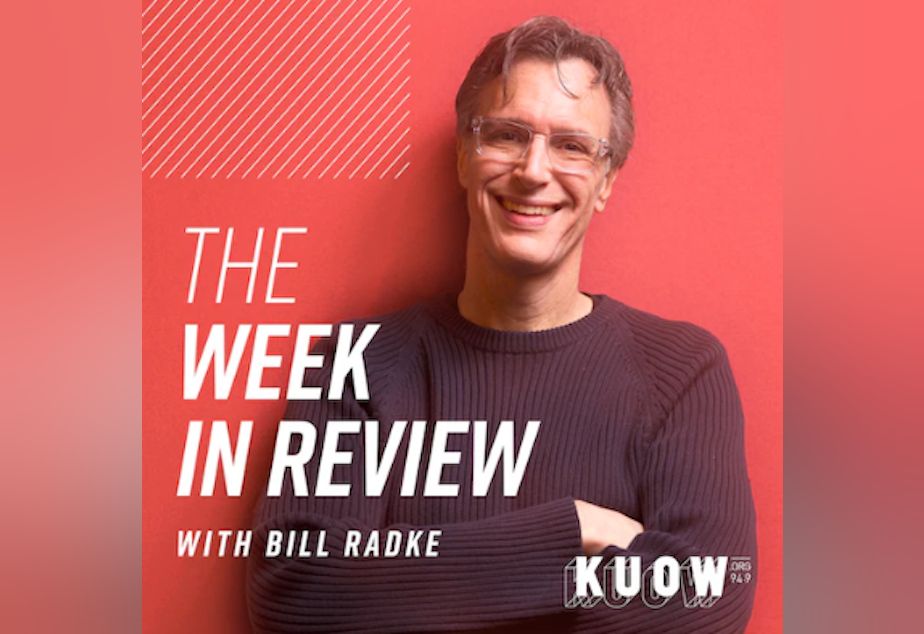 caption: Bill Radke discusses the week’s news with Geekwire’s Mike Lewis, South Seattle Emerald’s Lauryn Bray, and KUOW’s Joshua McNichols.