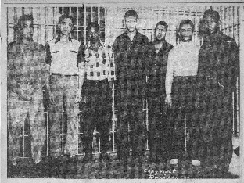 caption: A nearly 70-year-old newspaper clipping about infamous "Martinsville Seven" rape case shows the seven Black men convicted of raping a white woman. They were executed in 1951 after exhausting their appeals.