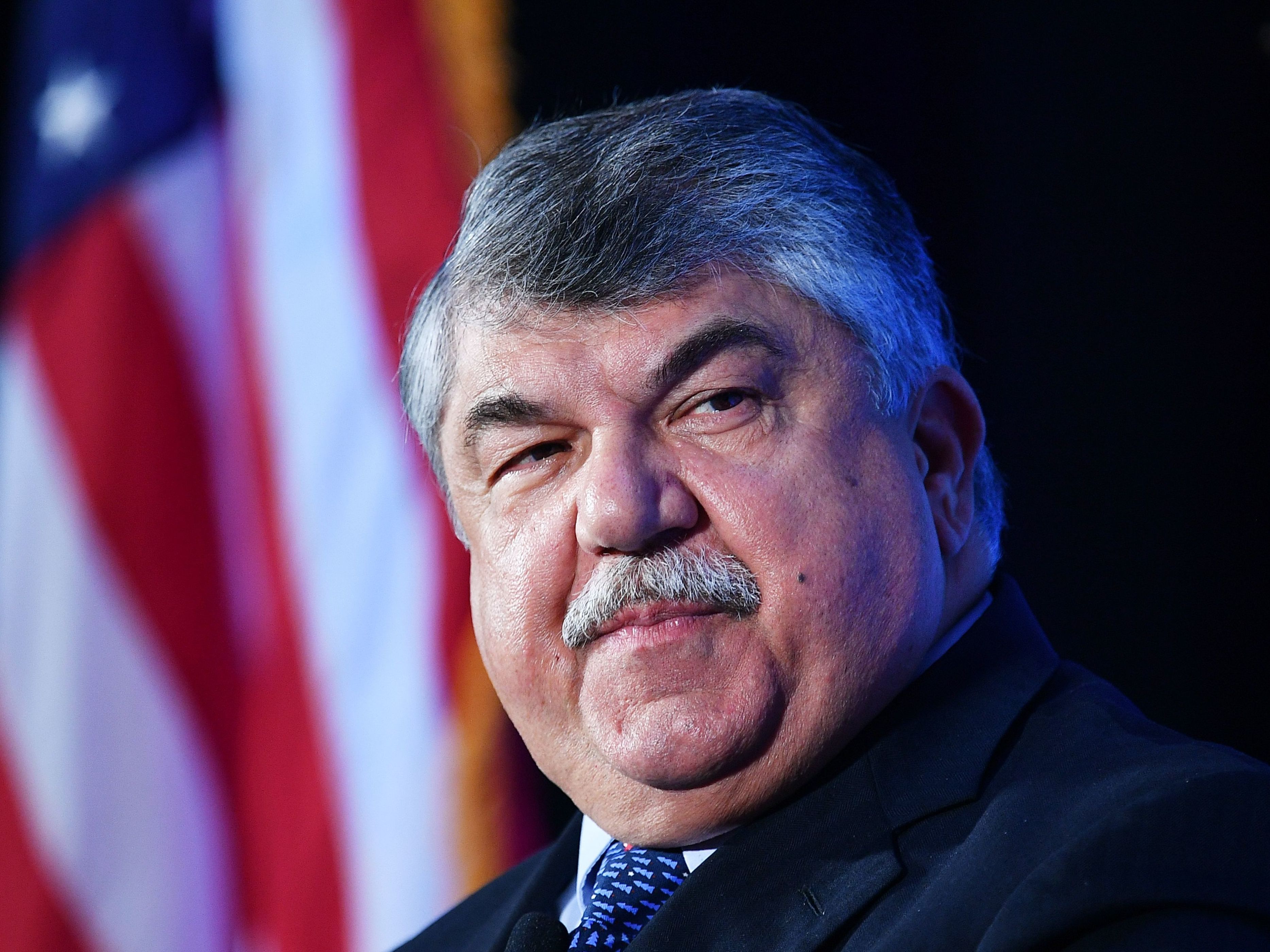 caption: AFL-CIO President Richard Trumka addresses the Economic Club of Washington on April 23, 2019.
