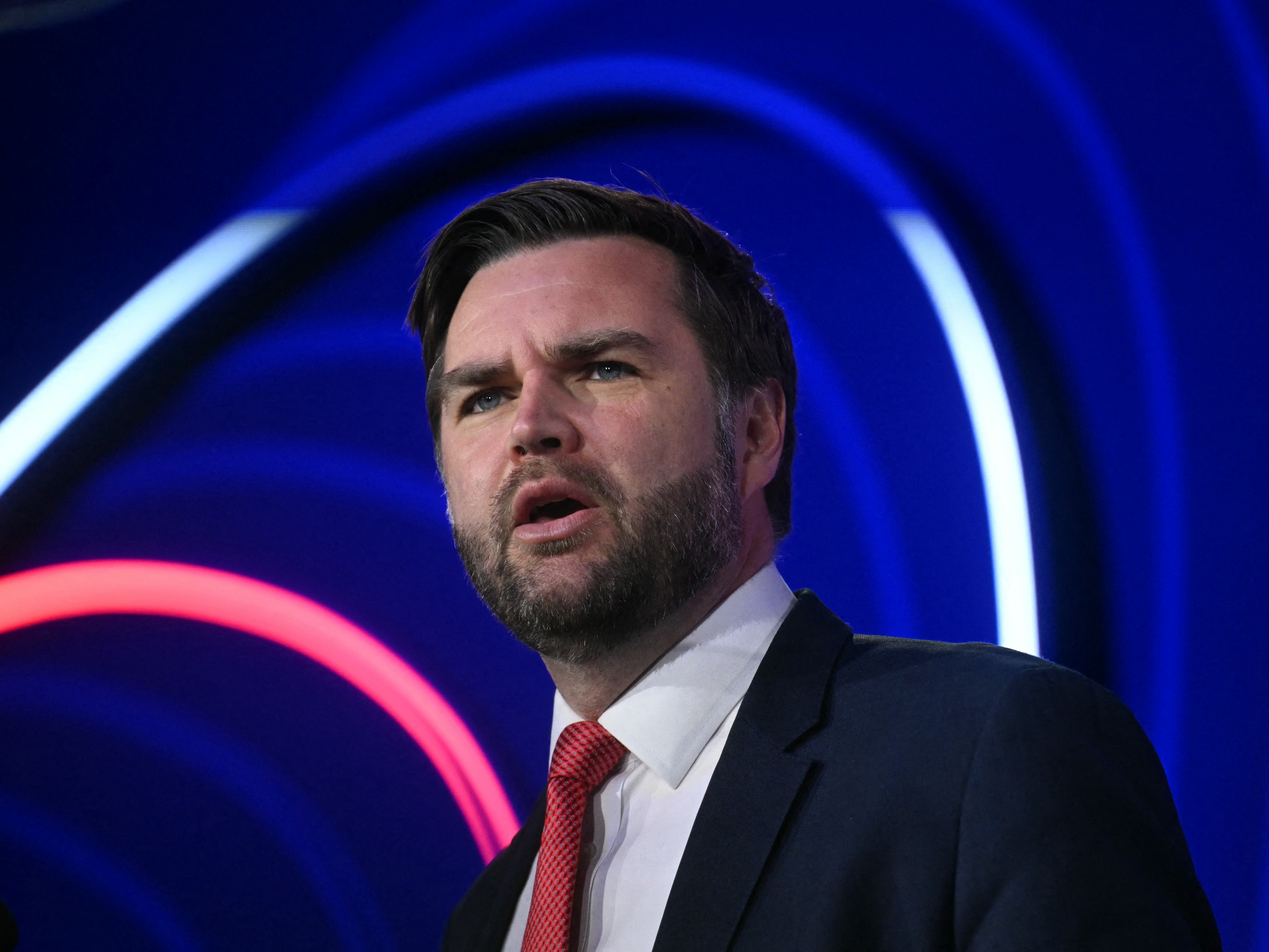 caption: Vice President Vance speaks at the American Dynamism Summit on supporting U.S. industry and workers, in Washington, DC, on Tuesday.