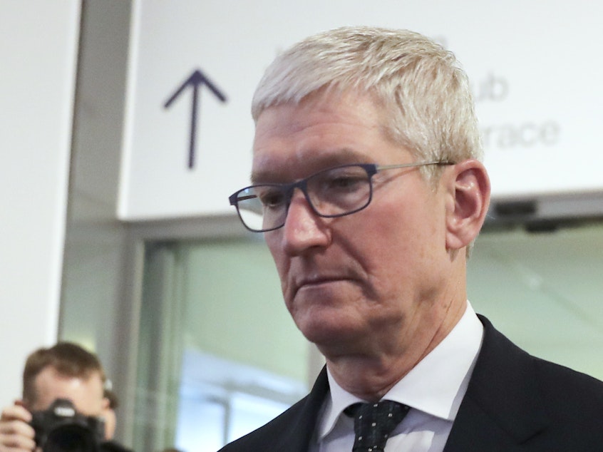 caption: Apple CEO Tim Cook at the World Economic Forum in Davos, Switzerland, in 2020.