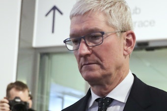 caption: Apple CEO Tim Cook at the World Economic Forum in Davos, Switzerland, in 2020.