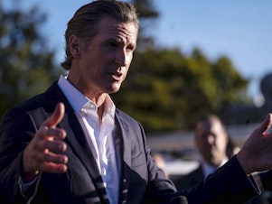 caption: California Gov. Gavin Newsom met with victims' families, local leaders and community members who were impacted by the shootings in Half Moon Bay.