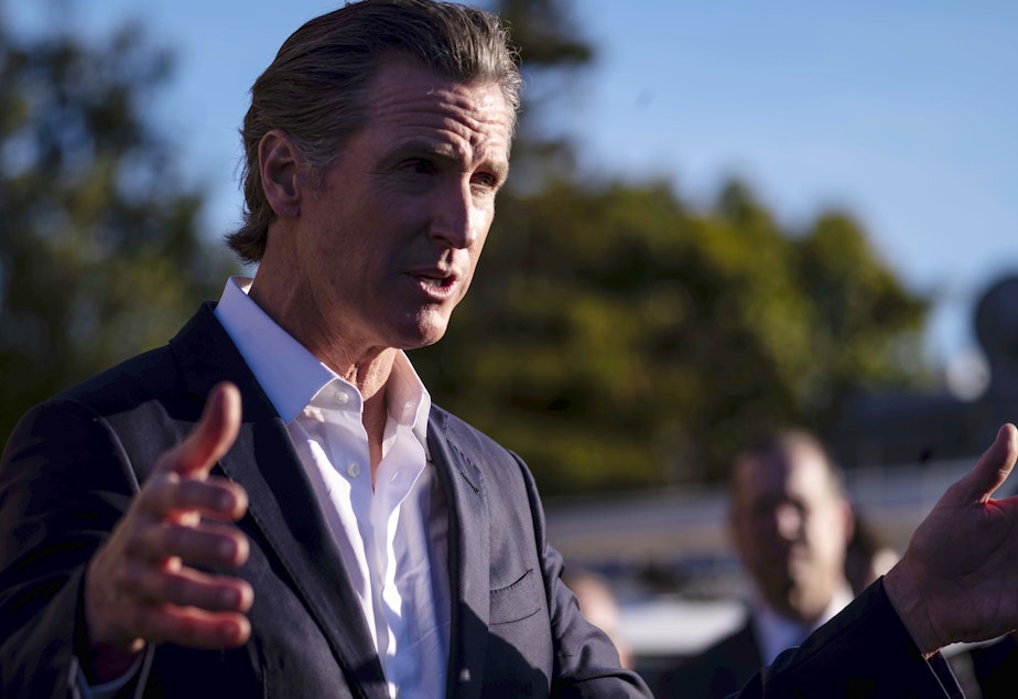 caption: California Gov. Gavin Newsom met with victims' families, local leaders and community members who were impacted by the shootings in Half Moon Bay.