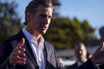 caption: California Gov. Gavin Newsom met with victims' families, local leaders and community members who were impacted by the shootings in Half Moon Bay.