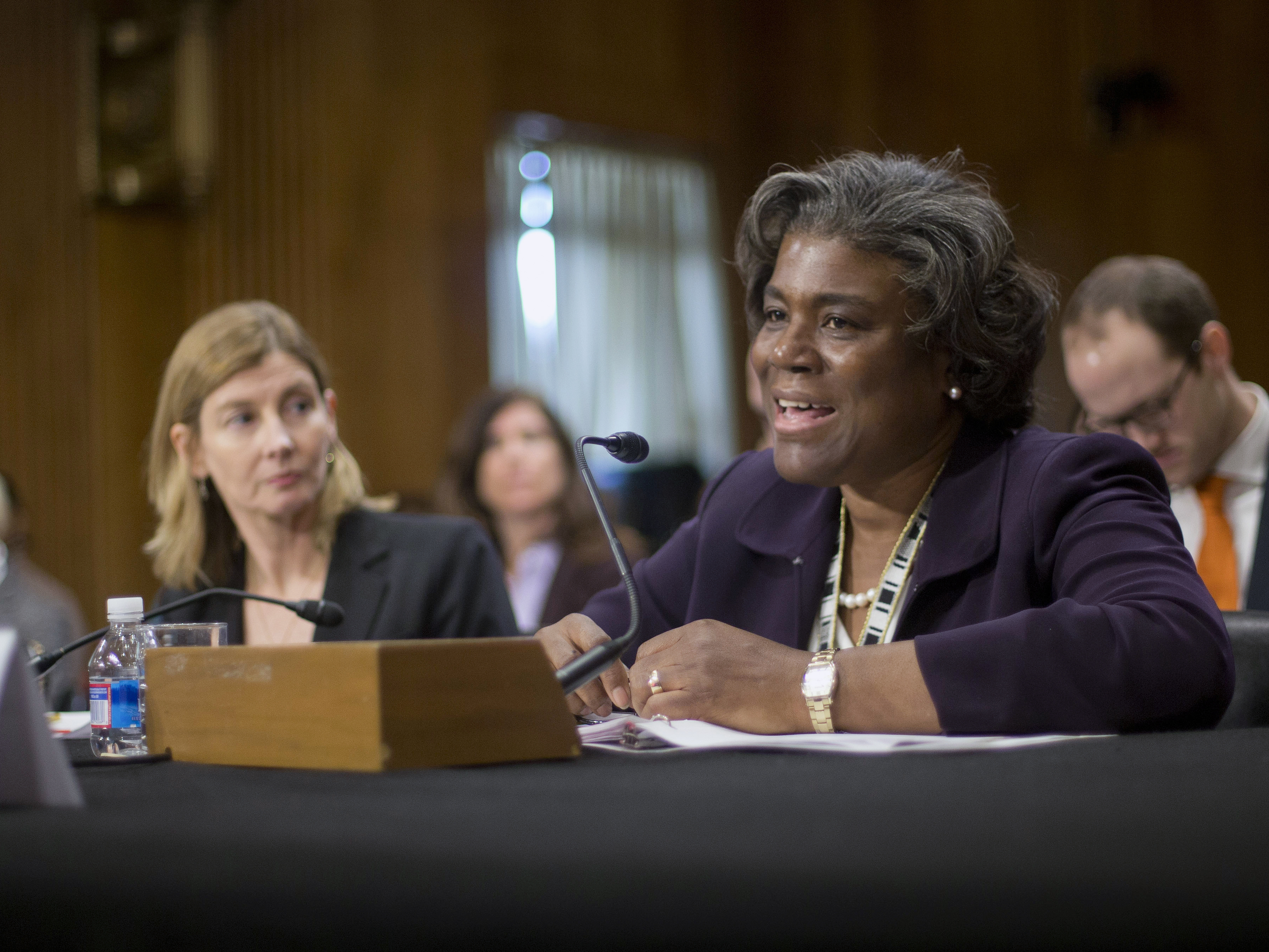 caption: Linda Thomas-Greenfield, pictured in January 2014, is President-elect Joe Biden's choice for United Nations ambassador.