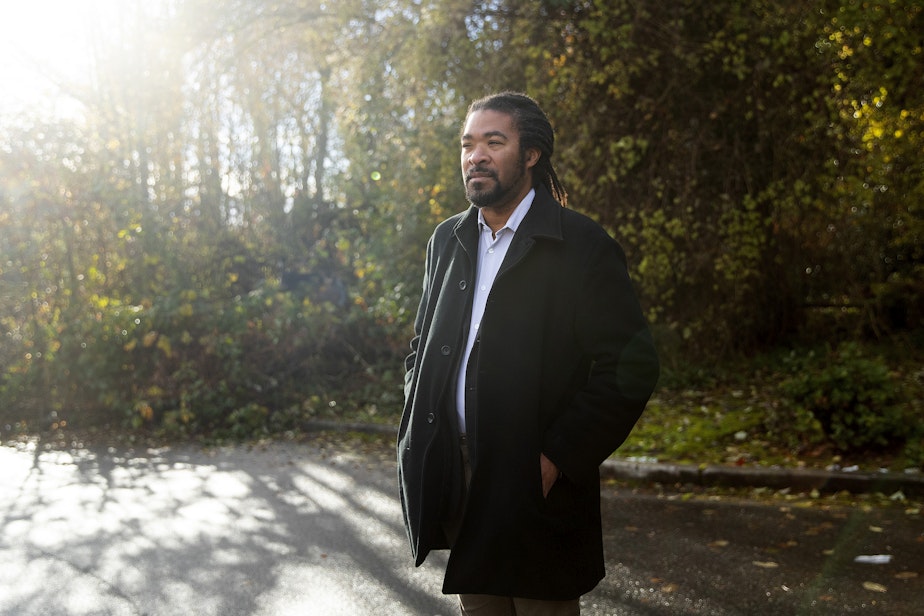 caption: Rico Quirindongo stands for a portrait on Thursday, December 1, 2022, along 27th Avenue South in Seattle.