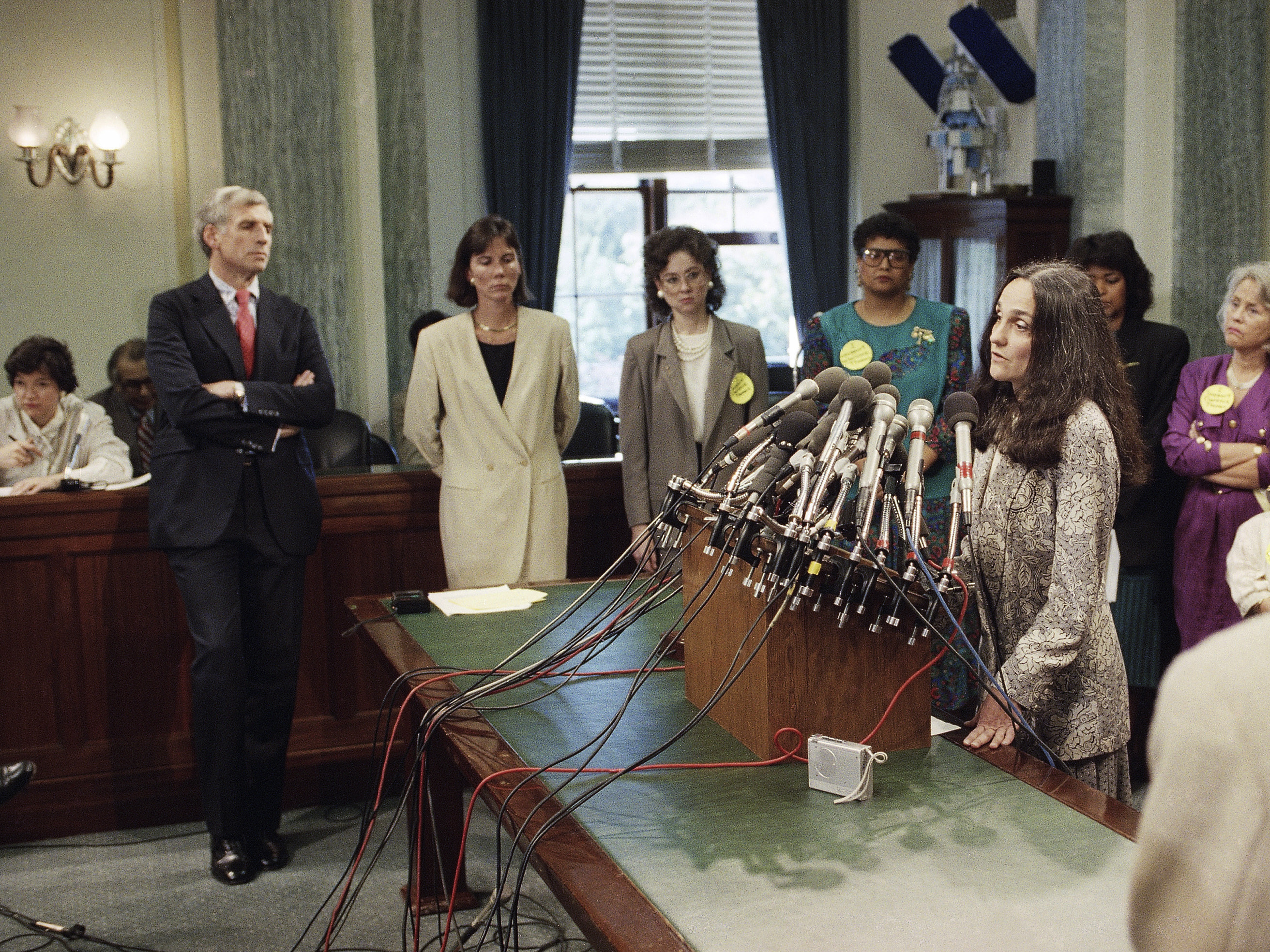 caption: Pamela Talkin, seen here in October 1991, retired last week as the Supreme Court's first female marshal. Also retiring is Christine Luchok Fallon, the first woman to hold the position of reporter of decisions.