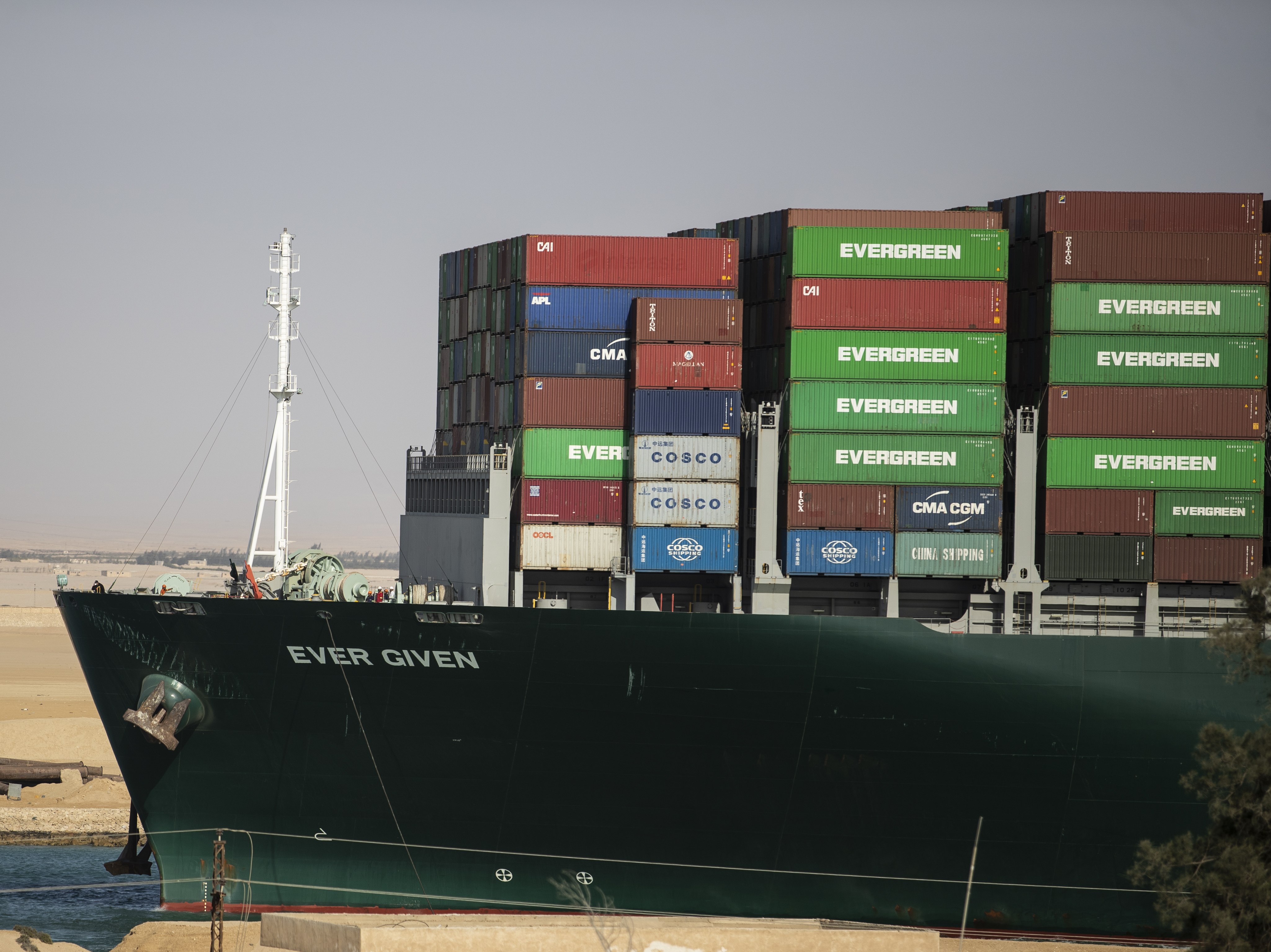 caption: The container ship Ever Given was refloated, unblocking the Suez Canal in Egypt on Monday. Among the objects that were blocked by the ship were livestock, French oak and Ikea furniture.