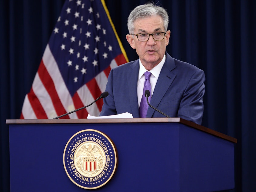 caption: US Federal Reserve Chairman Jerome Powell