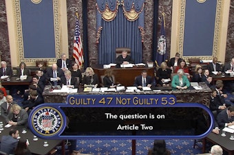 caption: The Senate votes on whether to impeach President Trump on Feb. 5, 2020.