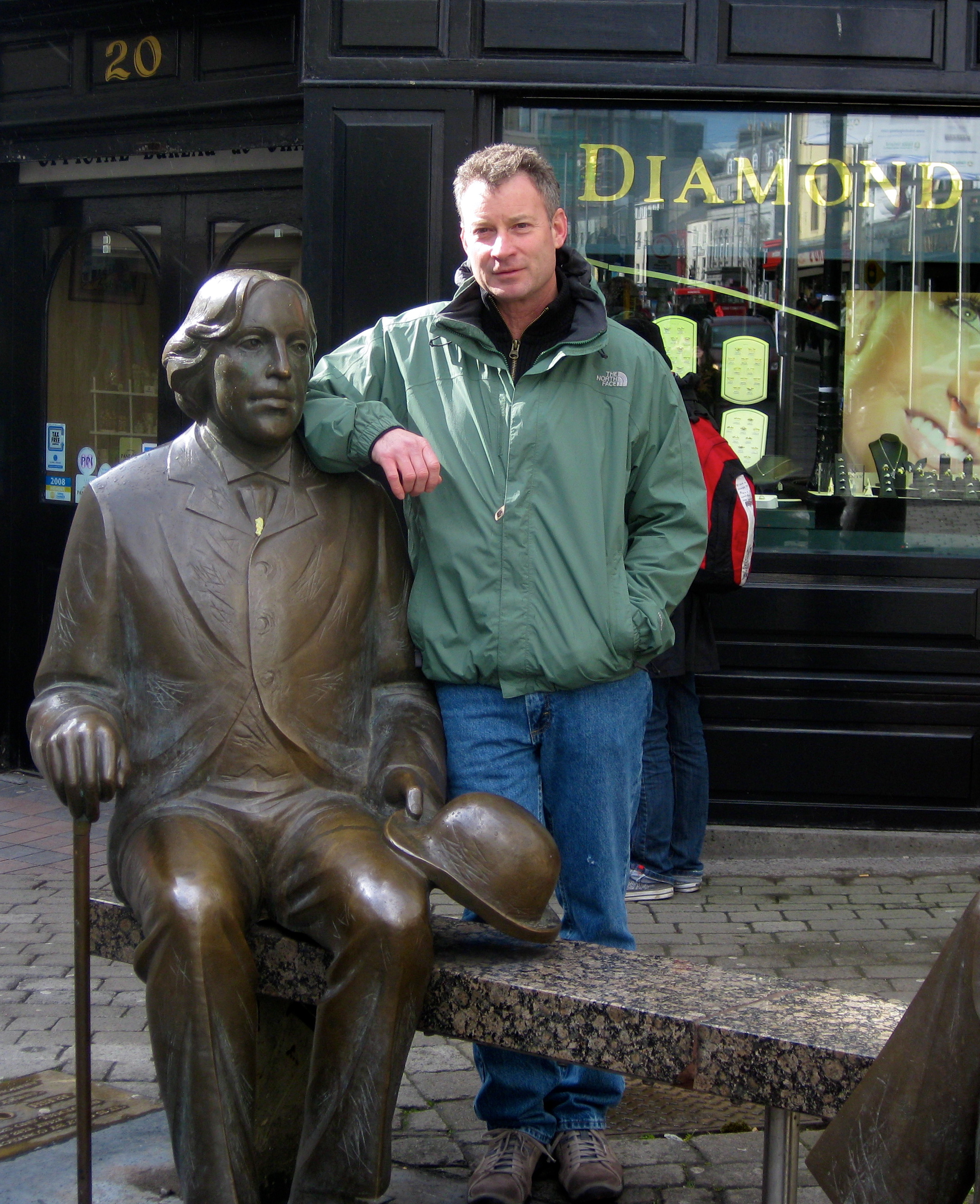caption: Timothy Egan (with Oscar Wilde) in Galway, Ireland