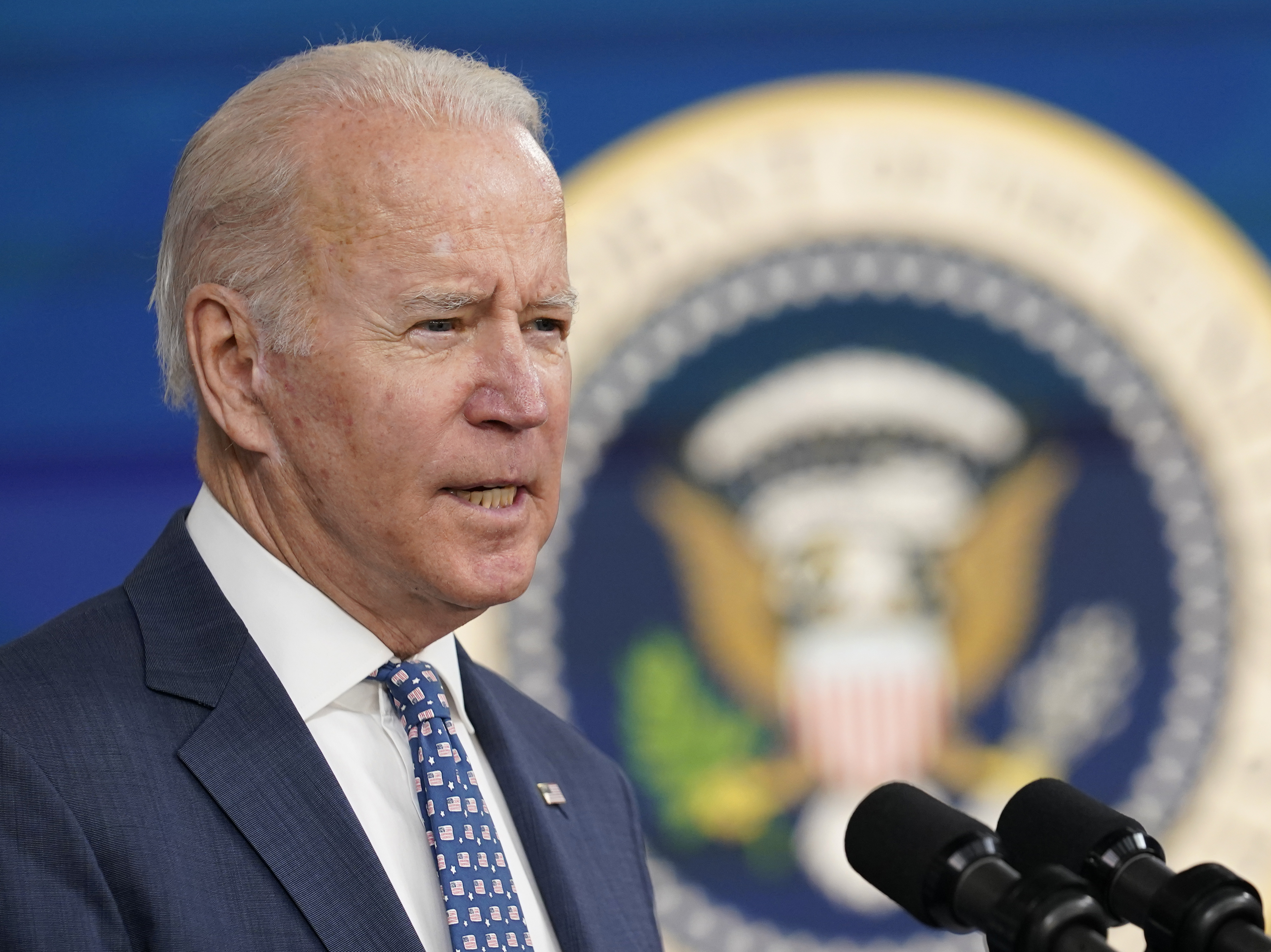 caption: President Joe Biden speaks as he announces that he is nominating Jerome Powell for a second four-year term as Federal Reserve chair, during an event in the South Court Auditorium on the White House complex in Washington, Nov. 22, 2021.