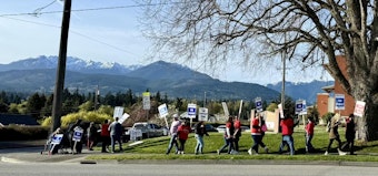 caption: The Port Angeles School District's 135 paraprofessionals have been on strike for four days.