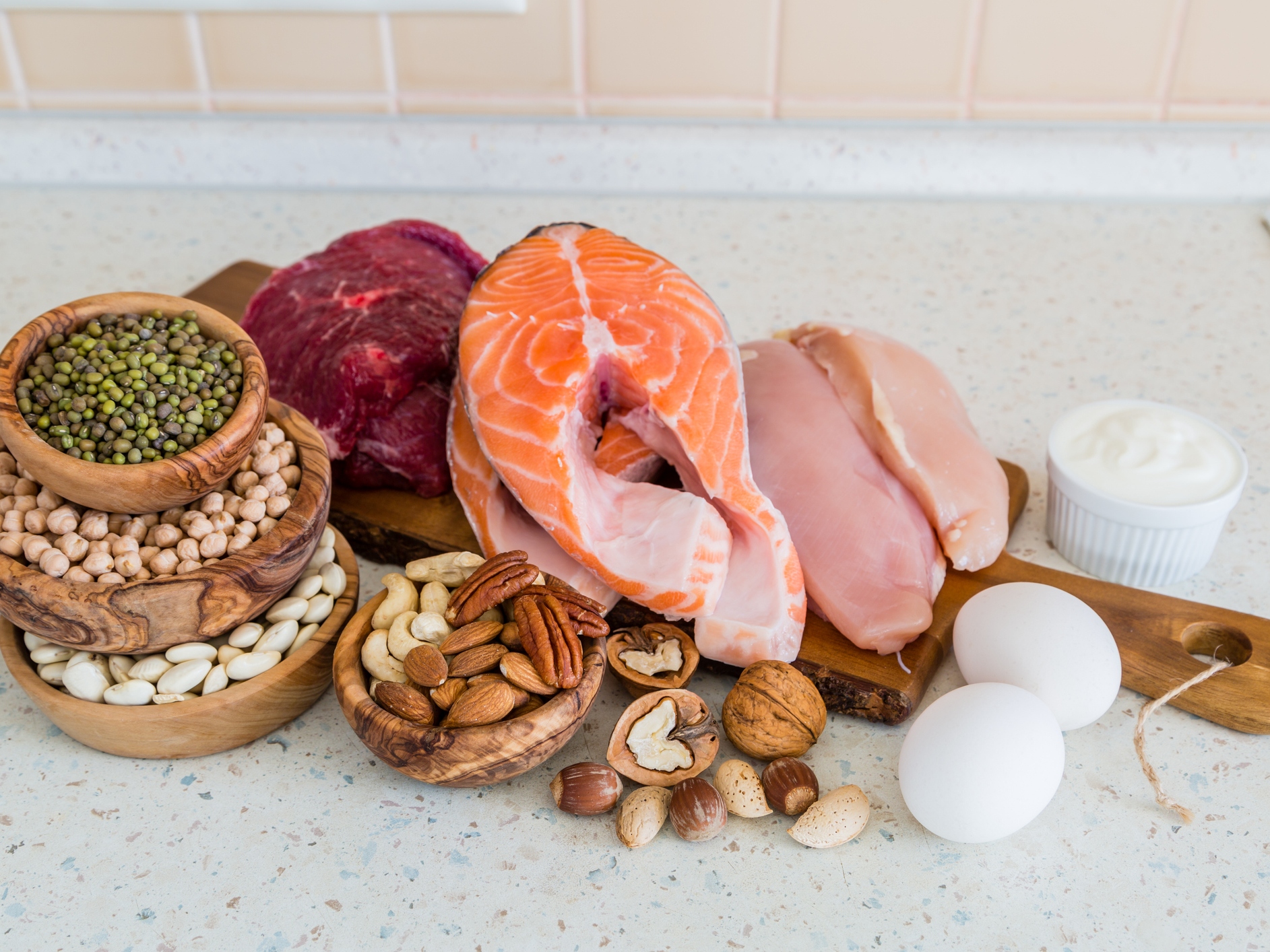 caption: Selection of food for weight loss, copy space