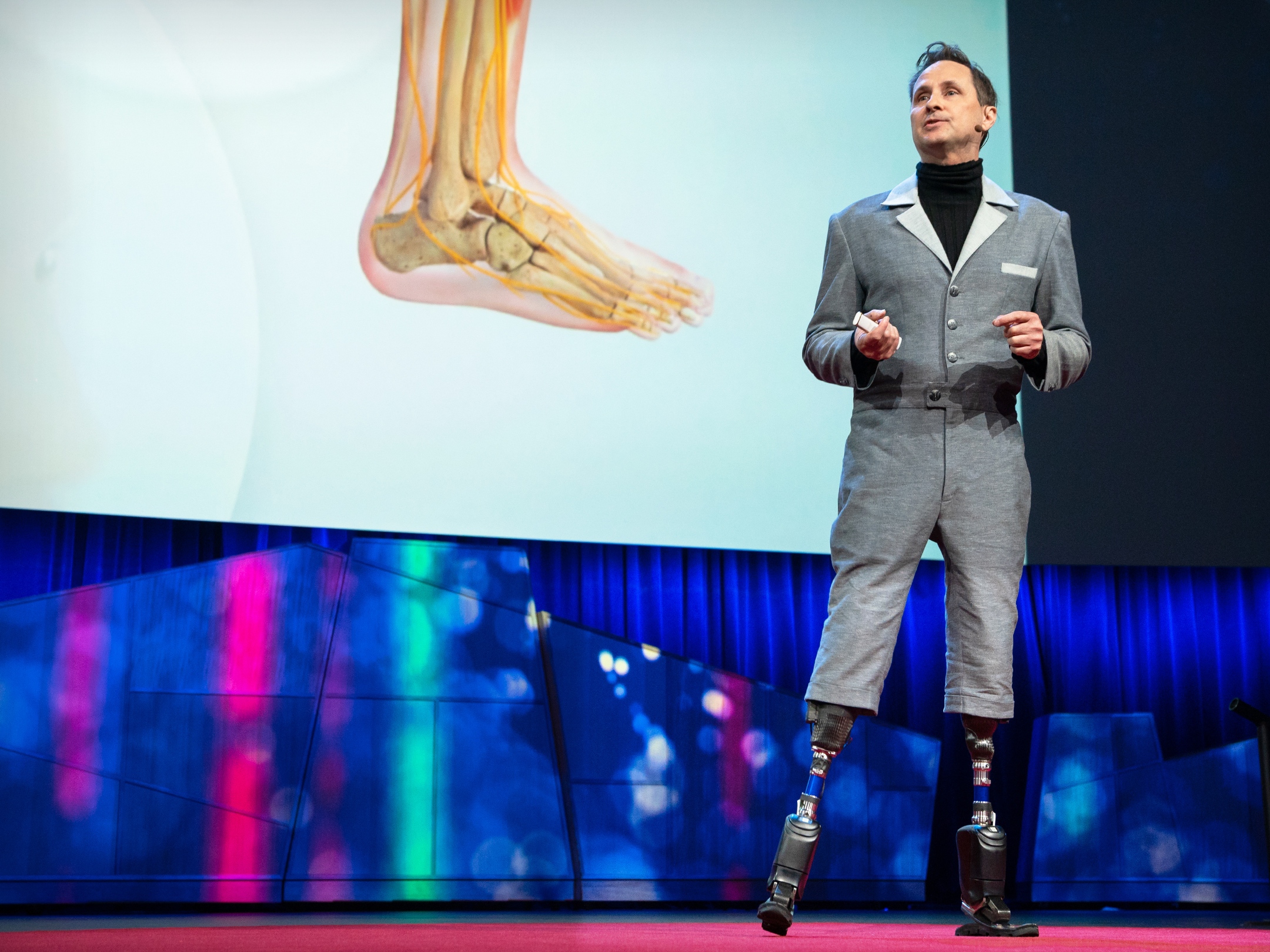 caption: Hugh Herr speaks at TED2018 - The Age of Amazement, April 10 - 14, 2018, Vancouver, BC, Canada. Photo: Ryan Lash / TED