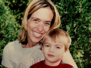 caption: Annie McGrath and her son Griffin when he was young.