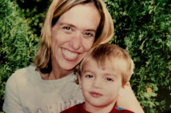 caption: Annie McGrath and her son Griffin when he was young.