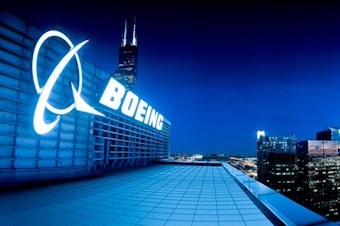 caption: Boeing's corporarte headquarters in Chicago, Illinois.