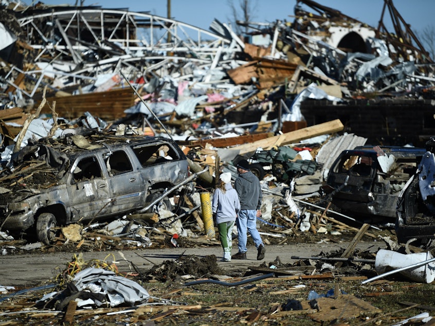 caption: Mayfield, Ky., is among the places hit by devastating tornadoes over the weekend.