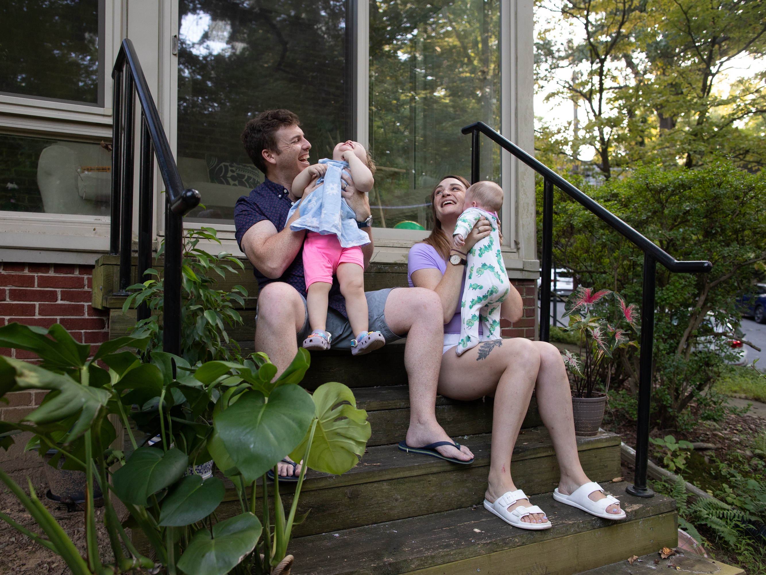 caption: Micaeli and Gerhard du Plessis sometimes use a grocery delivery service, as well as prepackaged meal kits, and they get takeout delivered to their suburban Washington, D.C., home about once a week. With two full-time jobs and two children, it makes time-saving sense. But they've wondered how it affects their carbon footprint. <br>