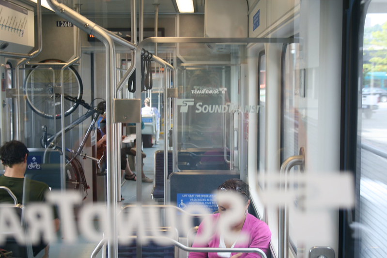 caption: A Sound Transit light rail car in Seattle. 