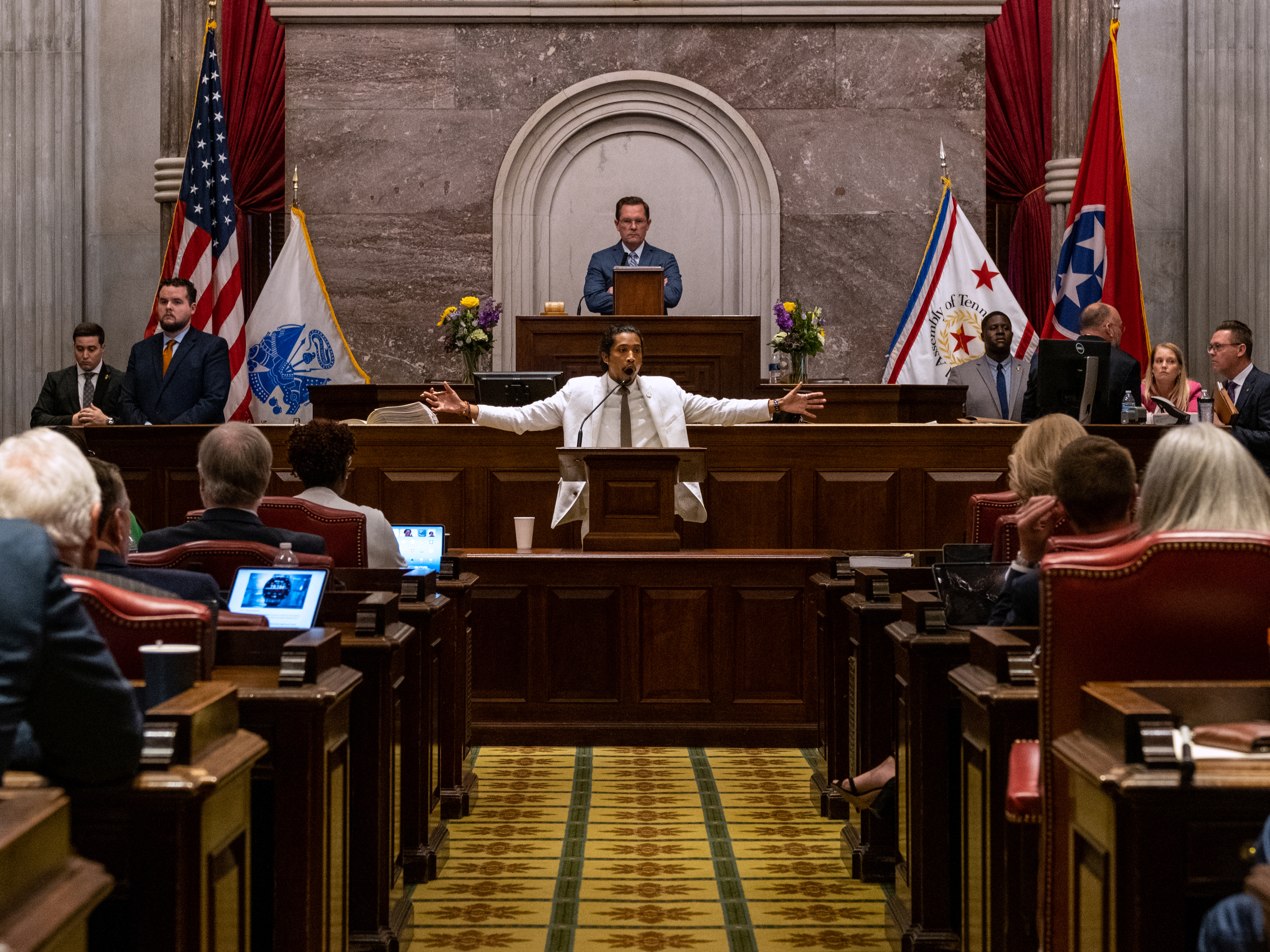 caption: Democratic state Rep. Justin Jones of Nashville speaks before his colleagues voted to expel him from the House on Thursday. Constitutional scholars say such measures are very rare — and have uncertain consequences.