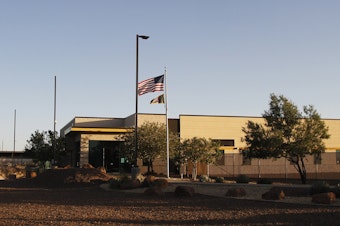 caption: The entrance of a Border Patrol station in Clint, Texas. U.S. Customs and Border Protection said the agency is removing children from the facility following reports of unsanitary conditions inside.