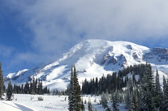 caption: View of Mt. Rainier from the Paradise parking lot.