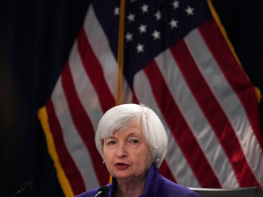 caption: Janet Yellen, seen here in 2017, would be the first female treasury secretary in U.S. history, if confirmed by the Senate.