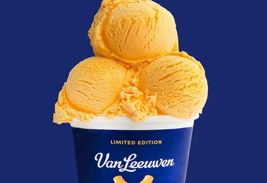 caption: Limited-edition macaroni and cheese ice cream is now available while supplies last.