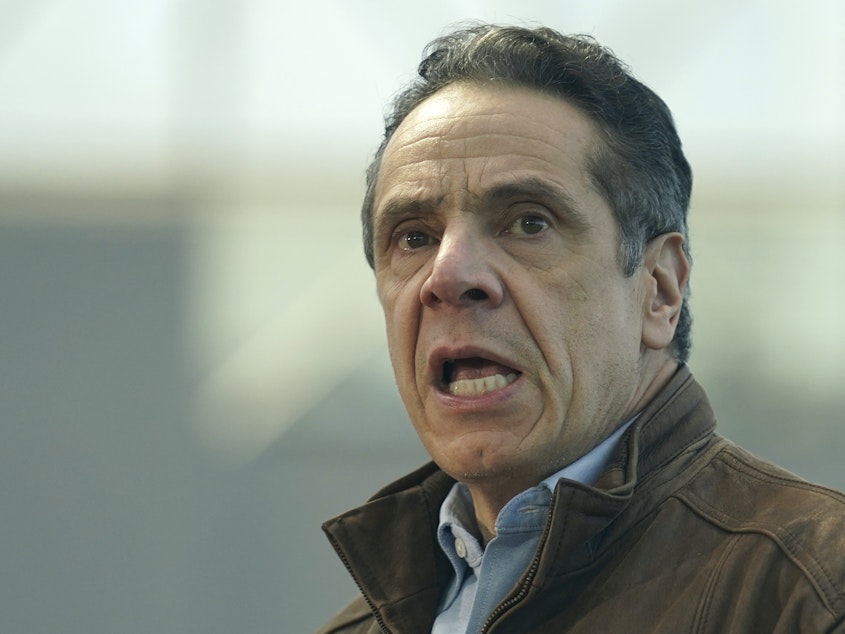 caption: New York Gov. Andrew Cuomo, here in March, has announced he is stepping down. It's a remarkable turn of events from last year when Cuomo was seen as a rising star in the Democratic Party for his handling of the coronavirus pandemic.