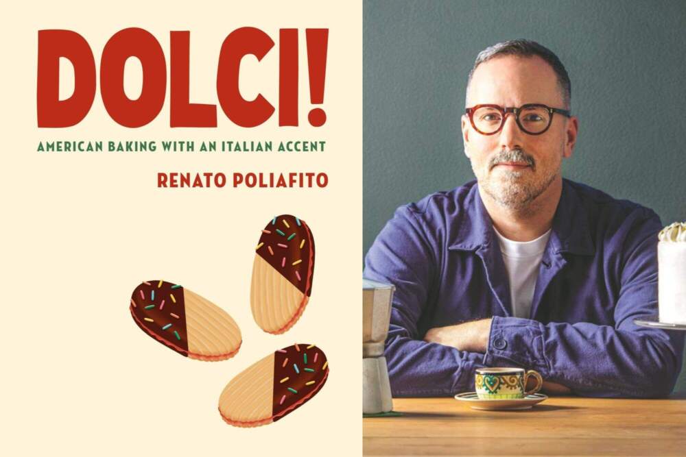 caption: The cover of "DOLCI!" and author Renato Poliafito. (Courtesy of Knopf and Kevin Miyazaki)